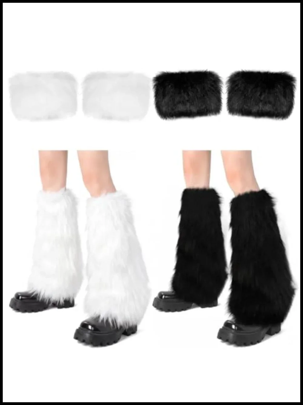 Faux Fur Cuffs and Leg Warmers Set Women Winter Boot Accessories